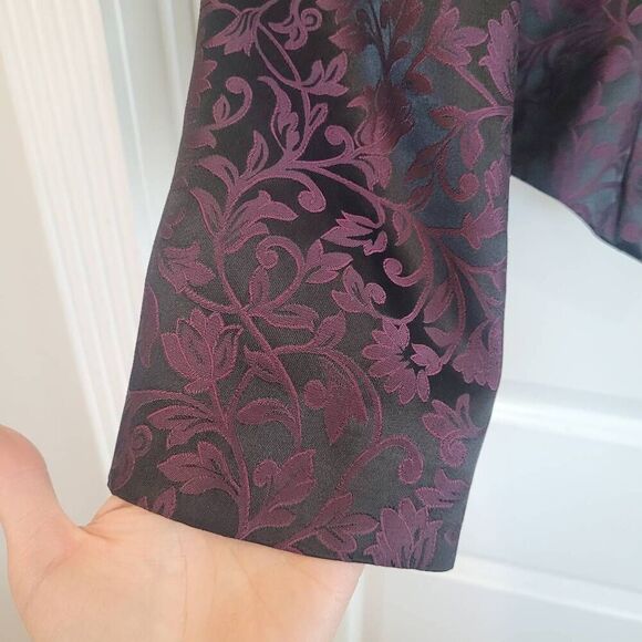 Longhorn Vintage Women's Burgundy/Black/Gold Acetate/Poly Horse Western Wear Jac - Picture 10 of 13